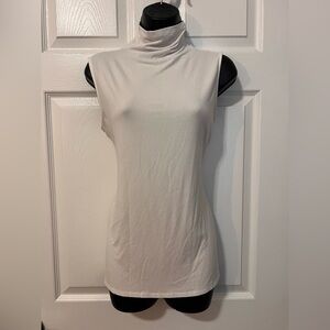 Sleeveless White Turtleneck Top